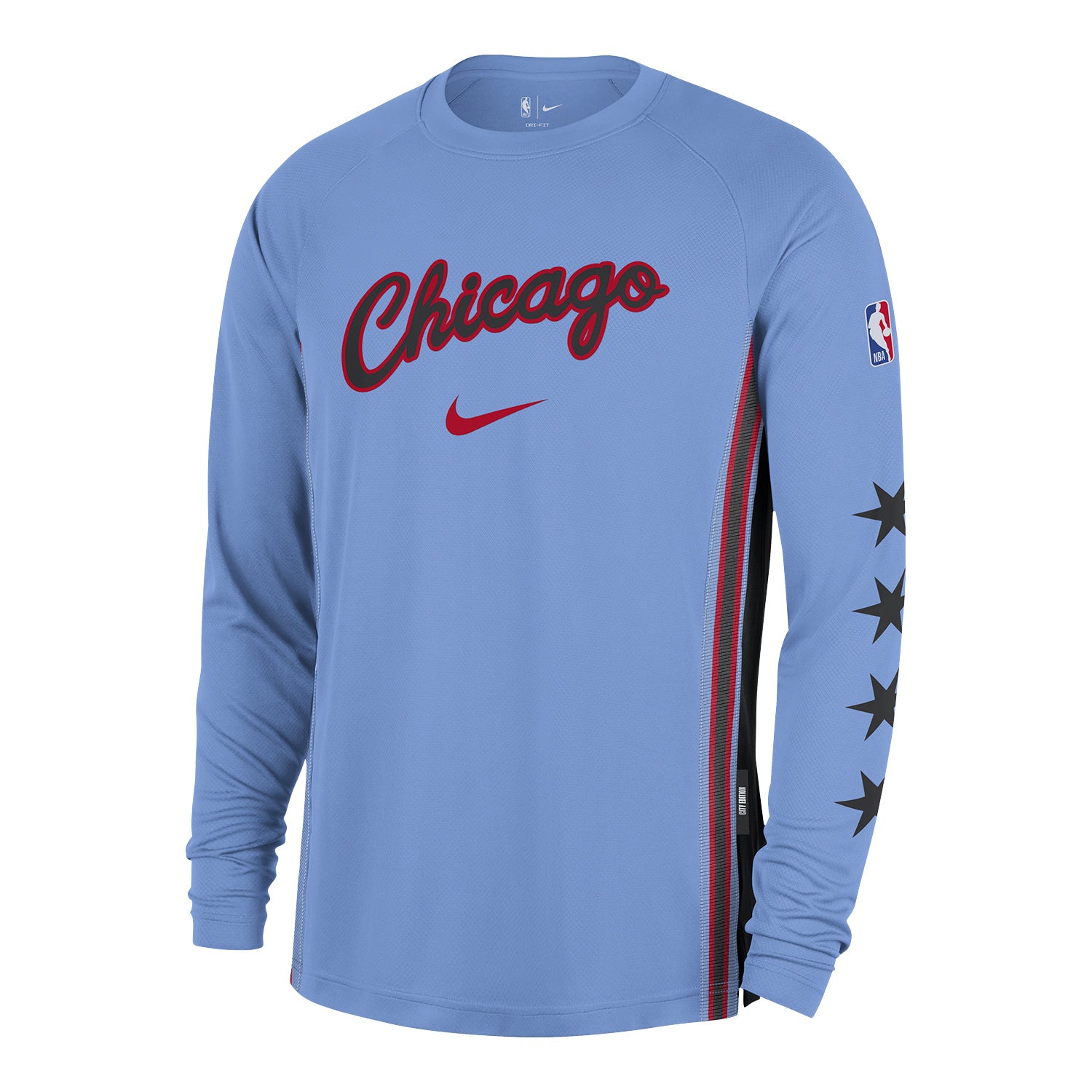 2025-26 City Edition Chicago Bulls Nike Pre-Game T-Shirt in Blue - Front View