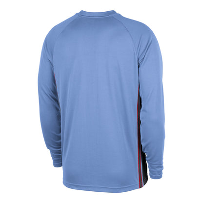2025-26 City Edition Chicago Bulls Nike Pre-Game T-Shirt in Blue - Back View