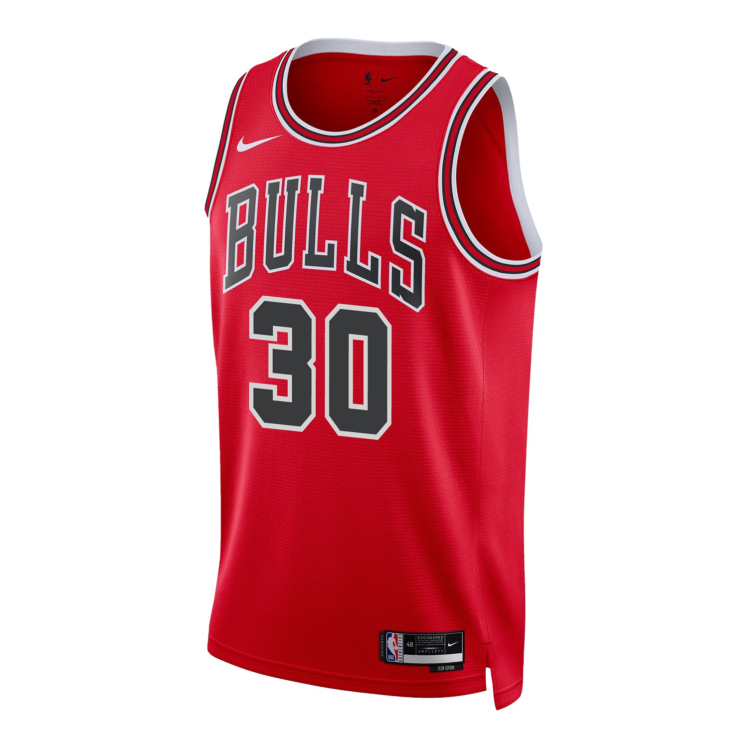 Chicago Bulls Tre Jones Nike Icon Swingman Jersey in Red - Front View