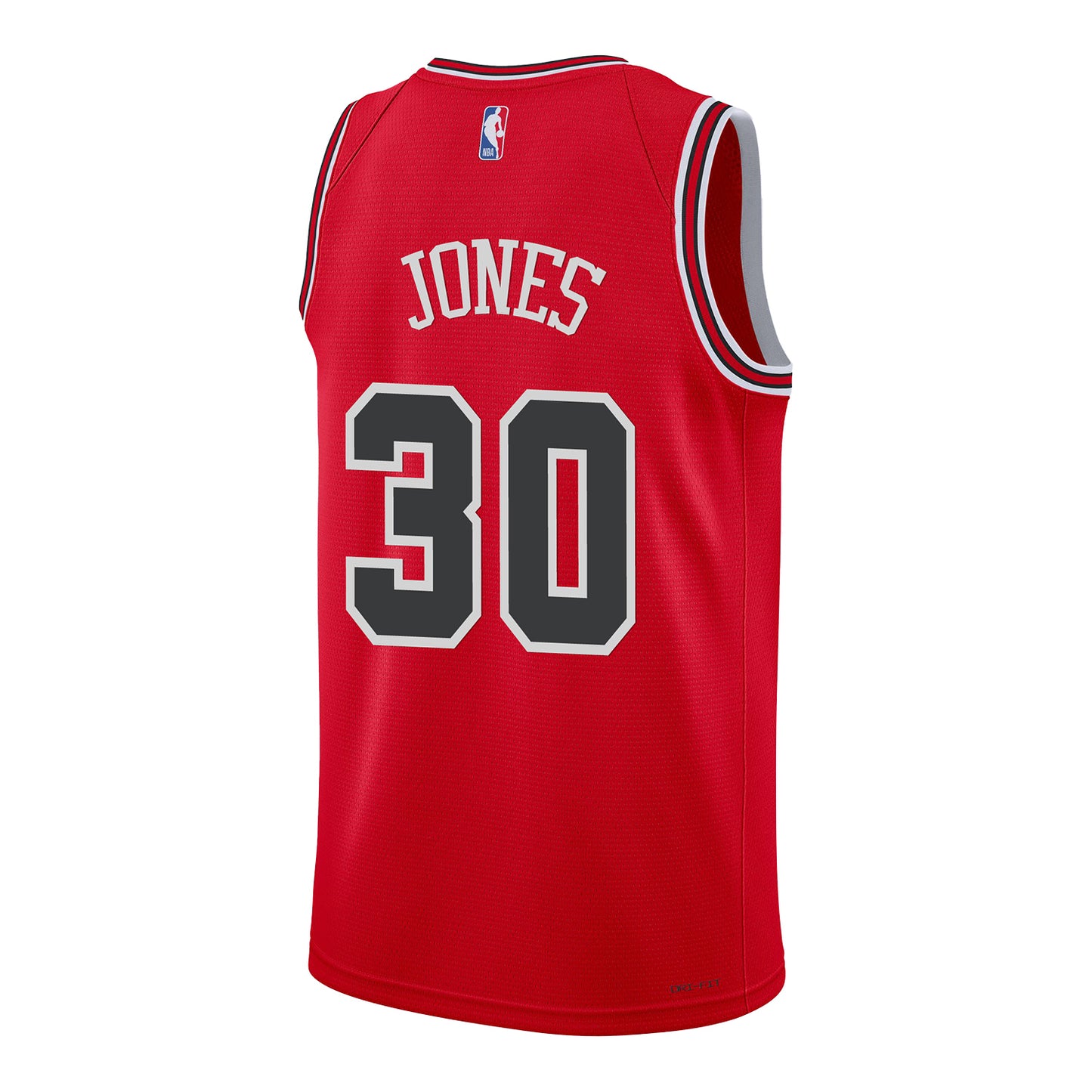 Chicago Bulls Tre Jones Nike Icon Swingman Jersey in Red - Back View