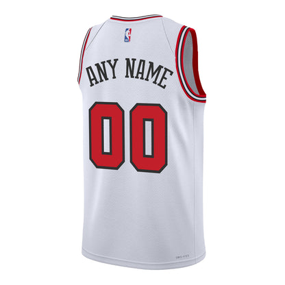 Youth Chicago Bulls Personalized Nike Association Swingman Jersey in white - back view