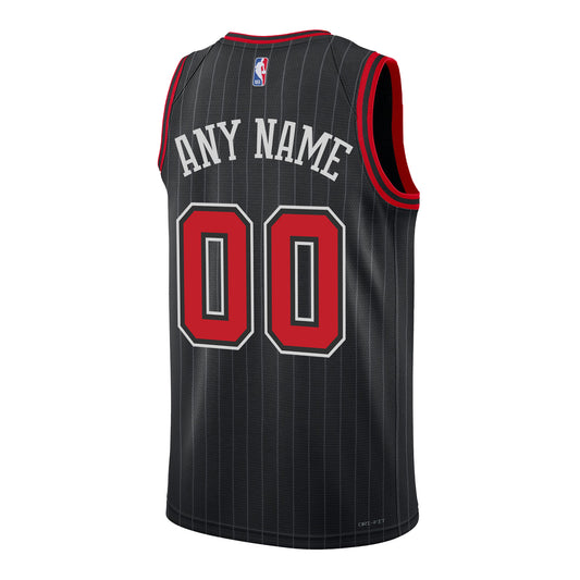 Chicago Bulls Personalized Nike Statement Swingman Jersey in black - back view