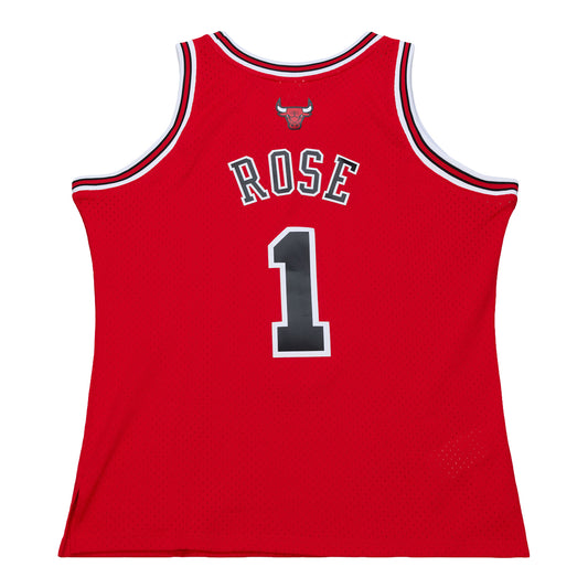 Chicago Bulls Mitchell & Ness Derrick Rose 2008-09 Swingman Jersey in Red - Back View