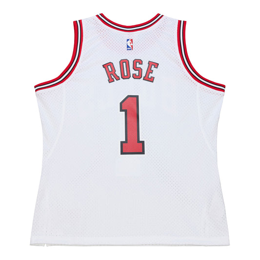 Chicago Bull Mitchell & Ness Derrick Rose 2014-15 Swingman Jersey in White - Back View