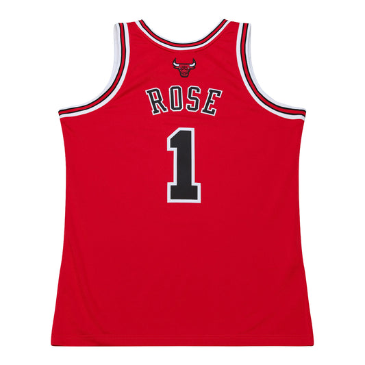 Chicago Bull Mitchell & Ness Derrick Rose 2008-09 Authentic Jersey in Red - Back View