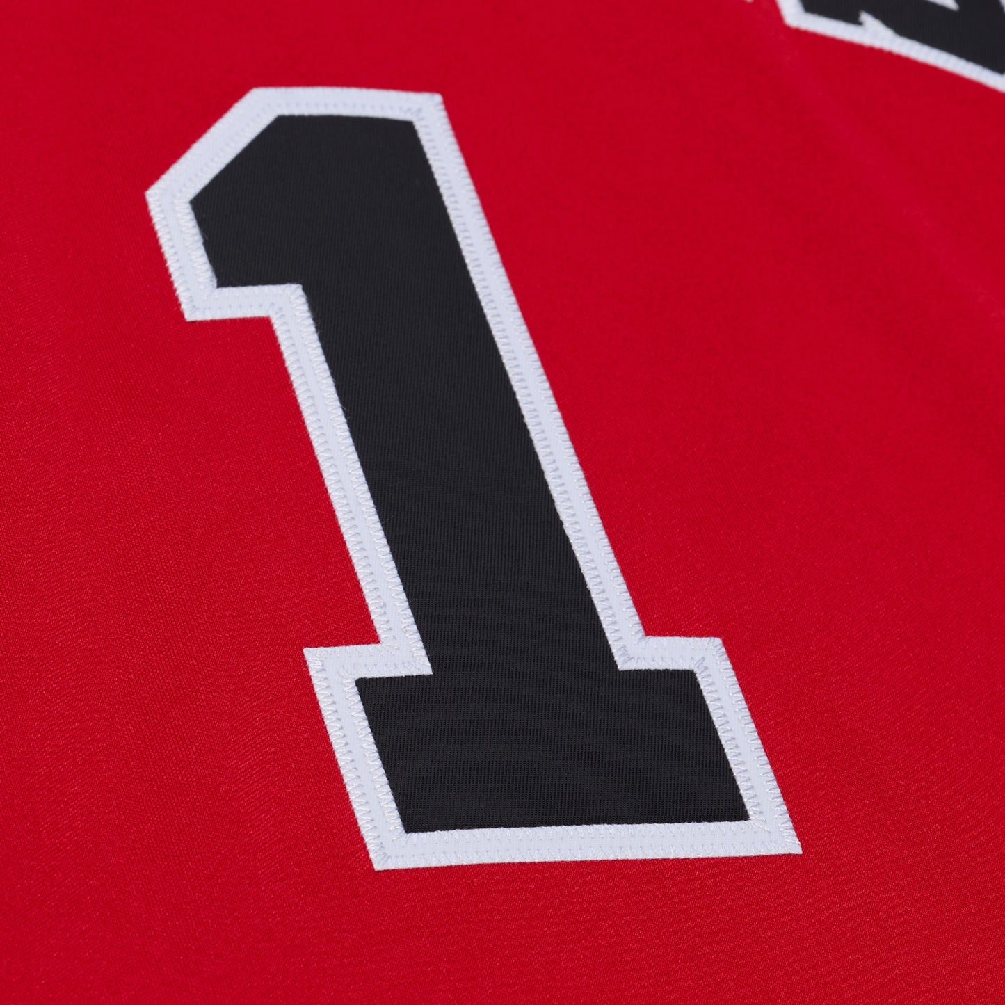 Chicago Bull Mitchell & Ness Derrick Rose 2008-09 Authentic Jersey in Red -  Number Detail Closeup