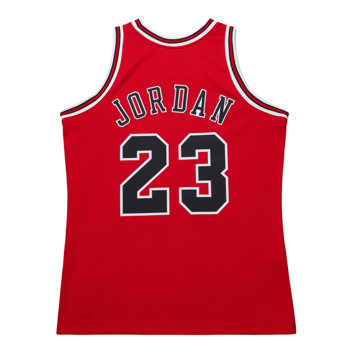 Chicago Bulls Authentic Mitchell & Ness Michael Jordan 1996-97 Away Jersey in Red - Back View
