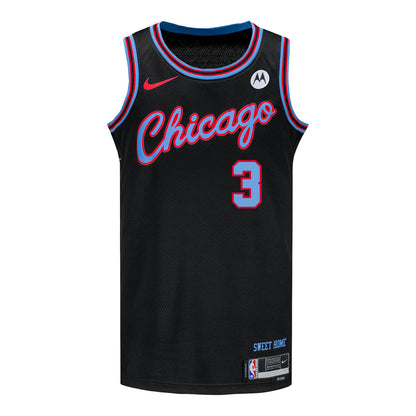 YOUTH 2025-26 CHICAGO BULLS CITY EDITION JOSH GIDDEY SWINGMAN JERSEY in Black - Front View
