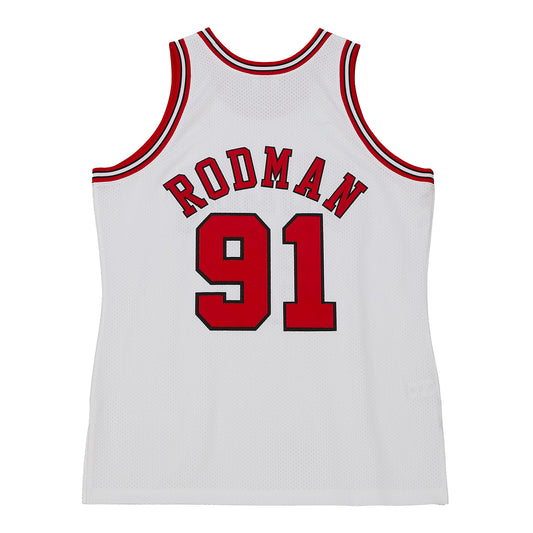 Chicago Bulls Authentic Mitchell & Ness Dennis Rodman 1997 Home Finals Jersey - back view