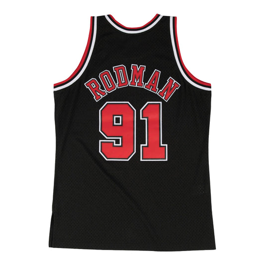 Chicago Bulls Mitchell & Ness Dennis Rodman 1997-98 Alternate Jersey in Black - Back view