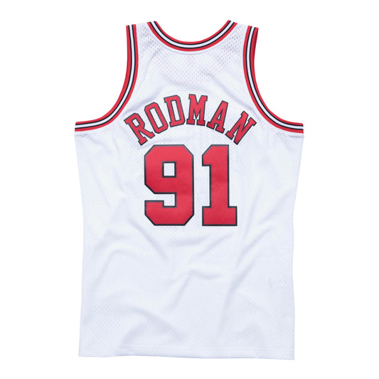 Chicago Bulls Mitchell & Ness Dennis Rodman 1997-98 Home Jersey in White - Back View