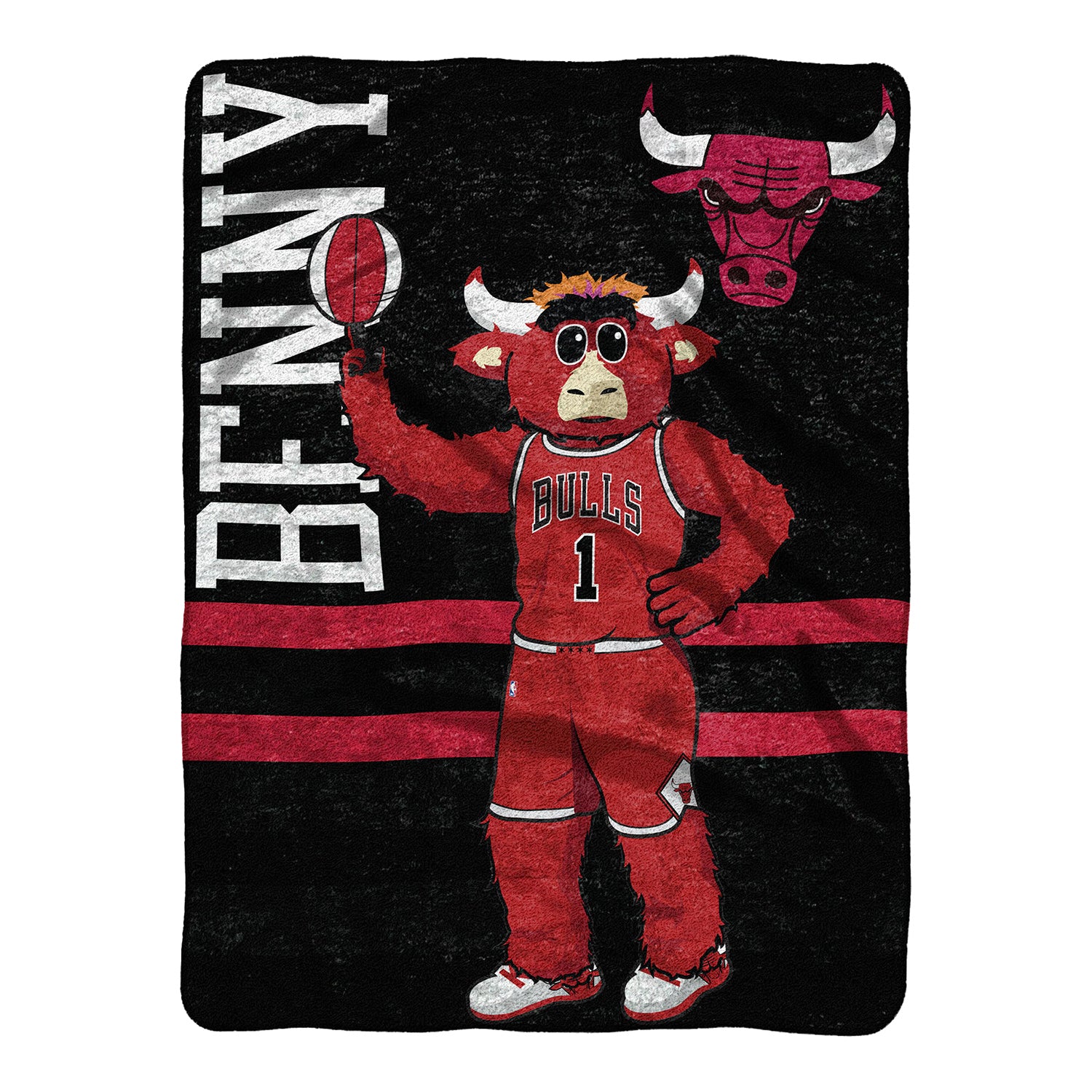 Chicago Bulls Uncanny Brands Benny 60" x 80" Raschel Plush Blanket - black and red