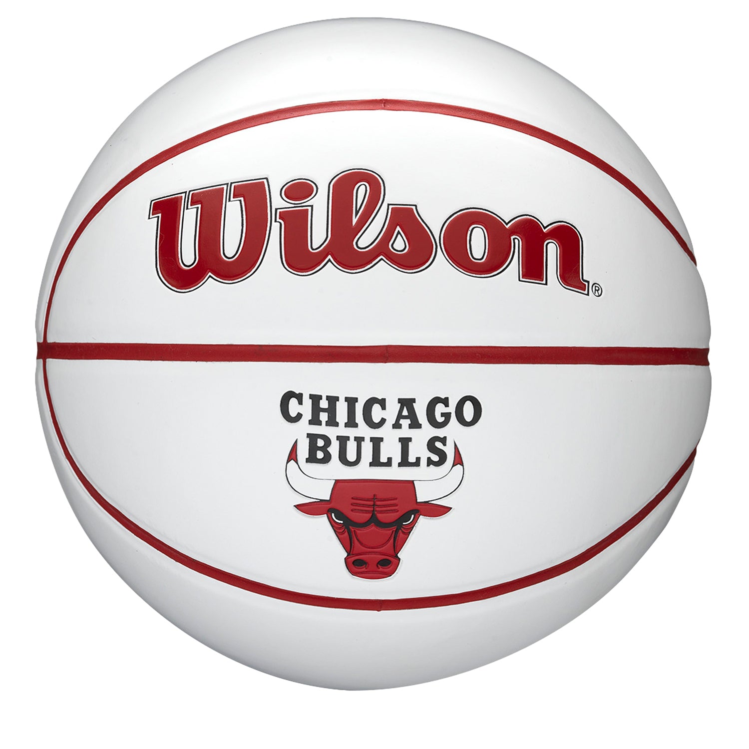 Chicago Bulls Team Autograph Mini Basketball - front view, red and white