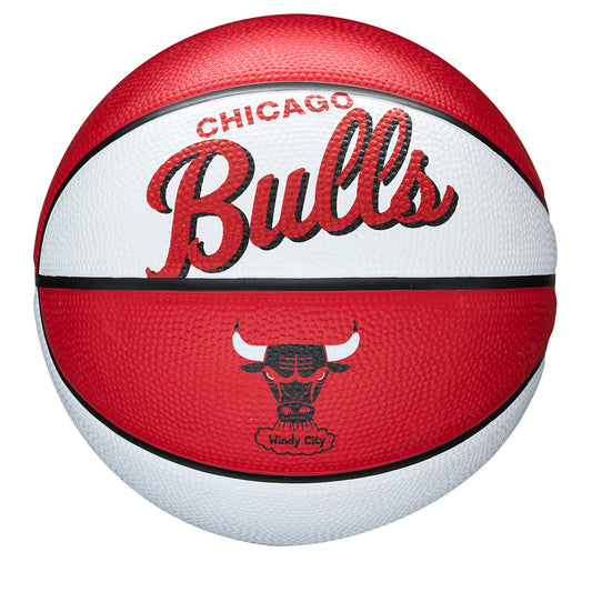 Chicago Bulls Team Retro Mini Basketball - red and white - front view