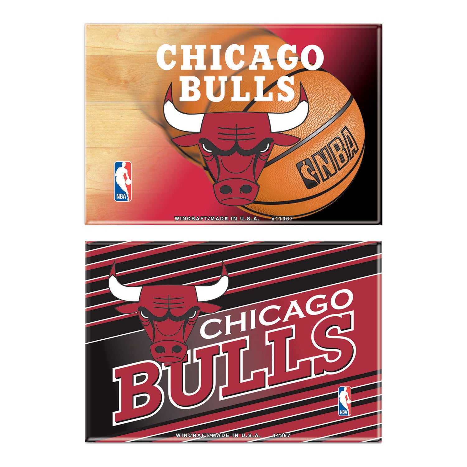 Chicago Bulls WinCraft 2 Pack Rectangle Magnets - front view