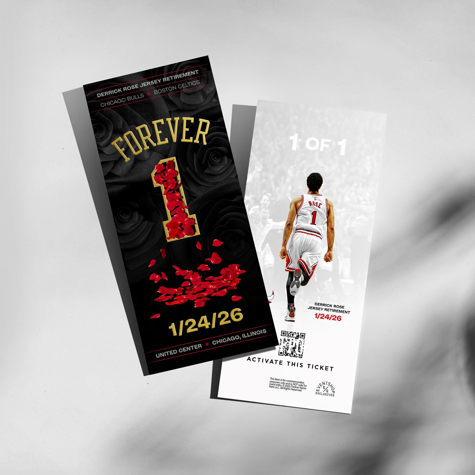 Chicago Bulls Eventshop Derrick Rose Collectible Ticket - Sleeve - Front and  Back View