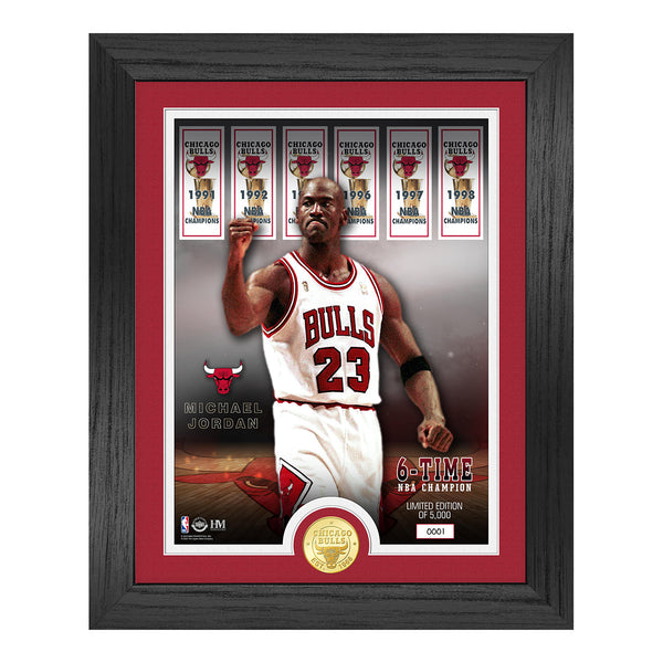 Chicago Bulls 6-Time NBA Champions Deluxe Gold Coin & Banner Collection