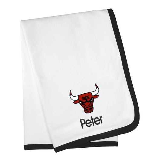 Chicago Bulls Personalized White Blanket - Front View