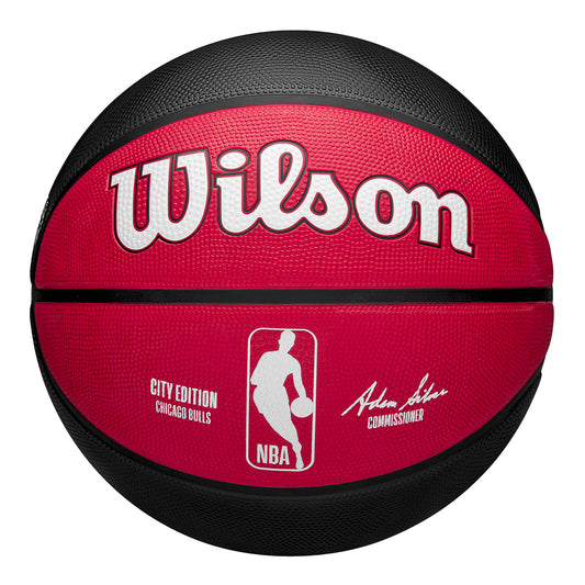 Chicago Bulls 2023-24 City Edition Full Size Collector Basketball - red and black - front view