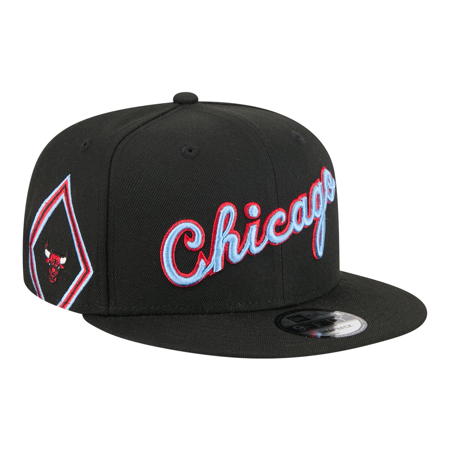 Youth 2025-26 City Edition Chicago Bulls New Era 950 Snapback in Black - Front Right View