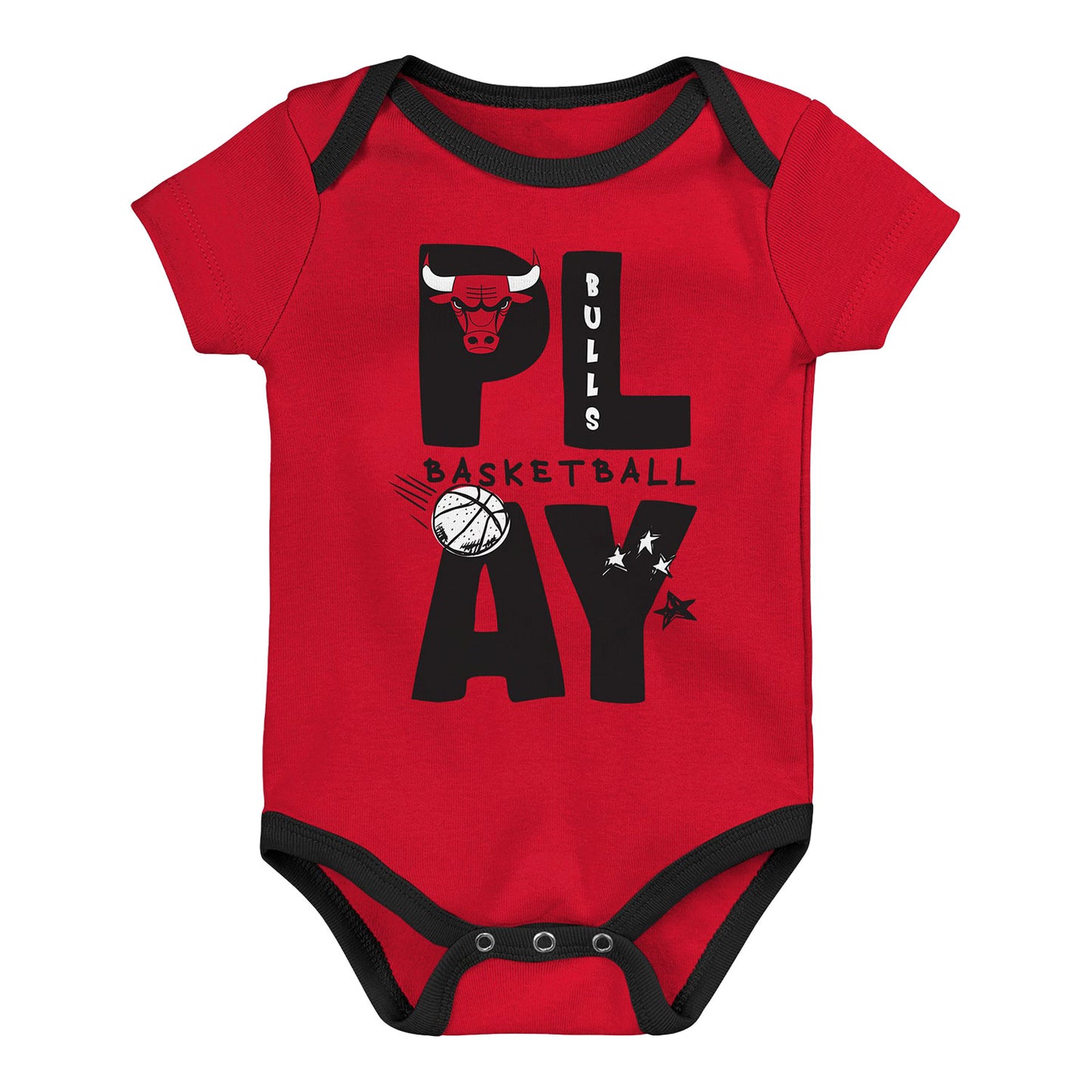 Infant Chicago Bulls Outerstuff Play Ball 3-Piece Onesie Red Onesie - Front View