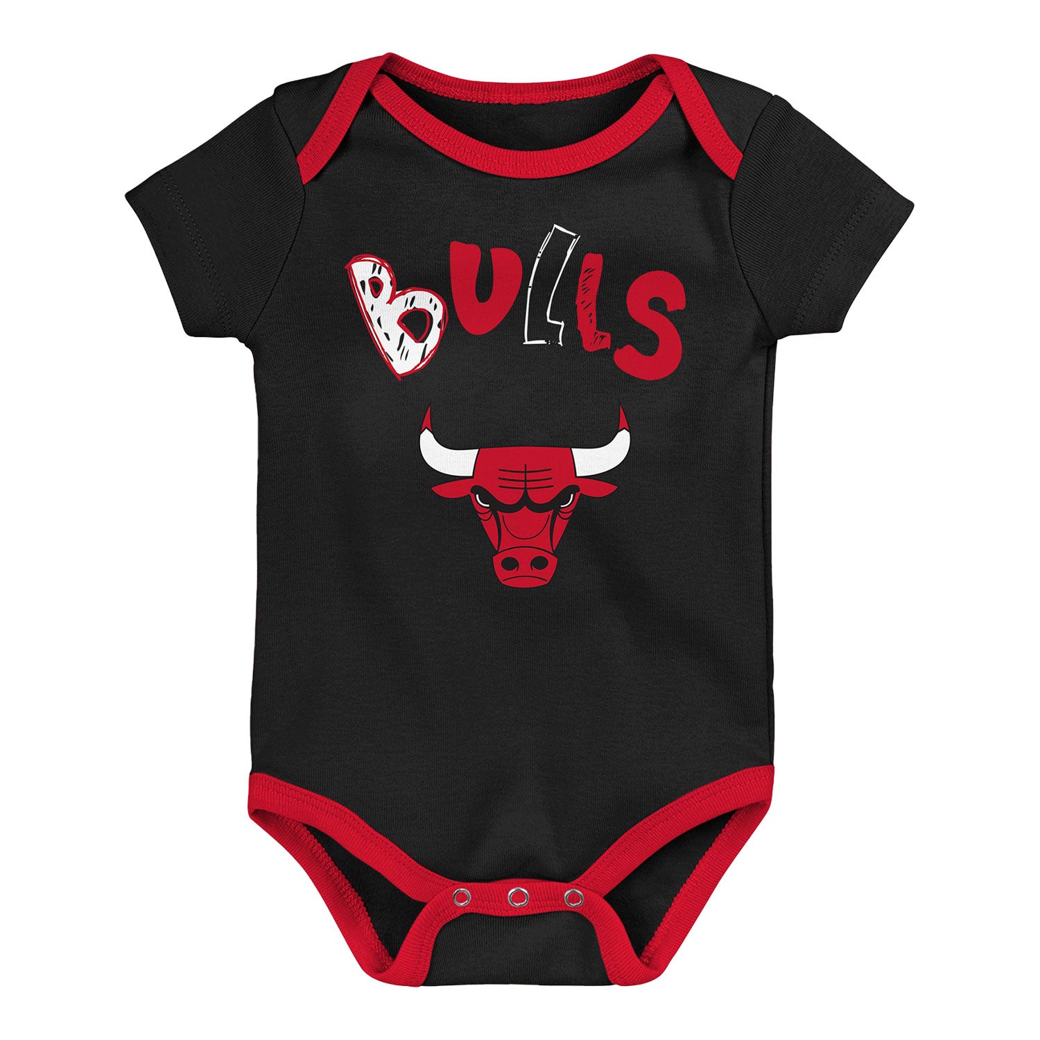 Infant Chicago Bulls Outerstuff Play Ball 3-Piece Onesie Black Onesie - Front View