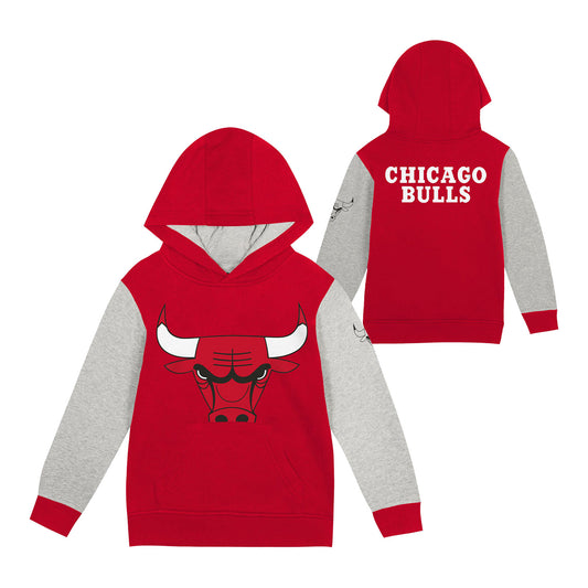 Toddler Chicago Bulls Outerstuff Fair Catch Pullover Hooded Sweatshirt In Red - Front & Back View