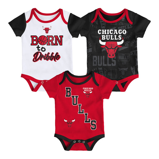 Infant Chicago Bulls 3-Pack Assorted Onesies - Front View