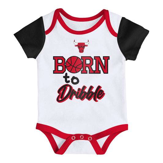 Infant Chicago Bulls 3-Pack Assorted Onesies - Front View