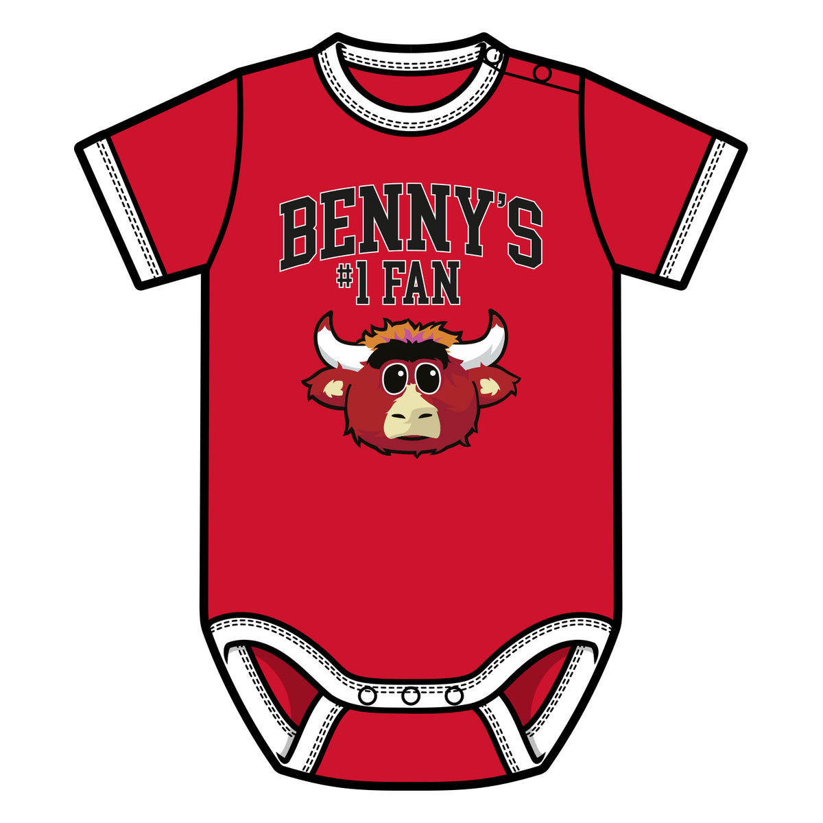 Newborn Chicago Bulls 1966 Benny Onesie in Red - Front View
