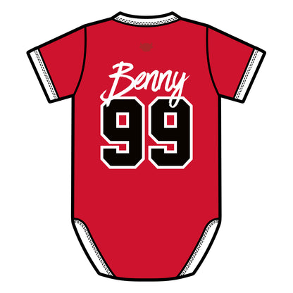Newborn Chicago Bulls 1966 Benny Onesie in Red - Back View
