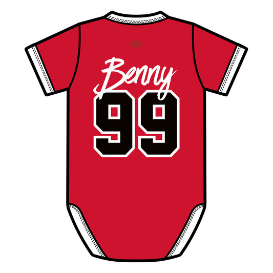 Newborn Chicago Bulls 1966 Benny Onesie in Red - Front View