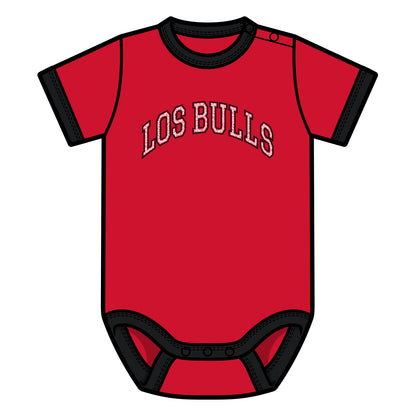 Newborn Chicago Bulls 1966 Los Bulls 2026-27 Onesie  in Red - Front View