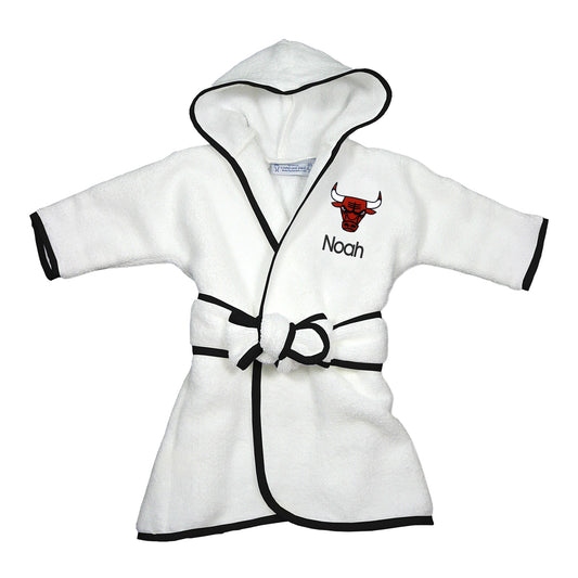 Infant Chicago Bulls Personalized White Robe - Front View