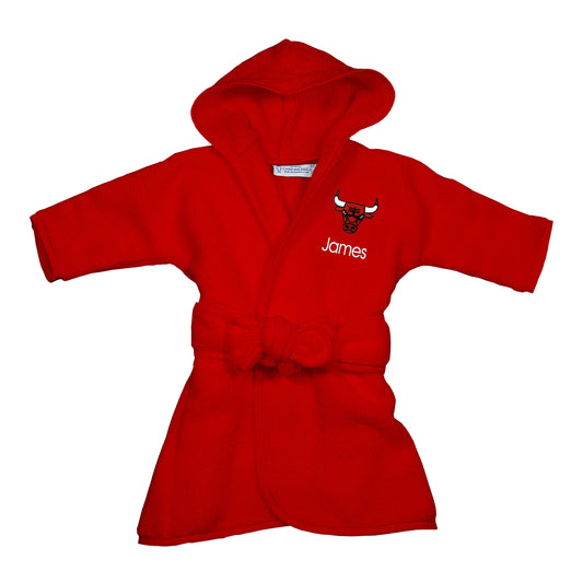 Infant Chicago Bulls Personalized Red Robe - Front View