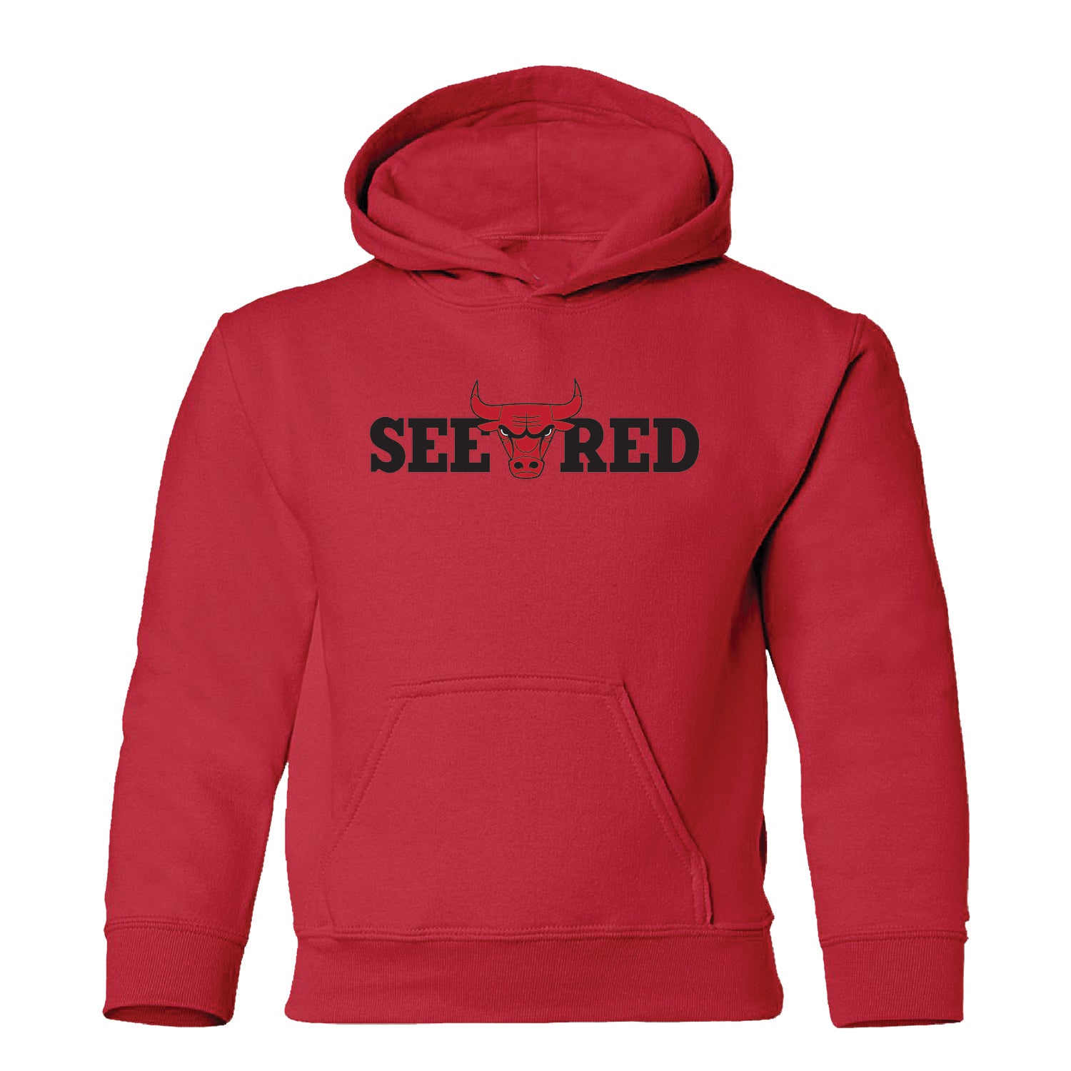 Youth Chicago Bulls See Red Hooded Sweatshirt in red - front view