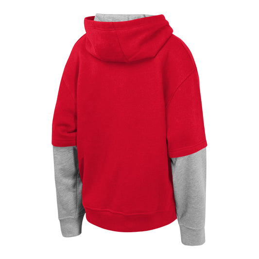 Youth Chicago Bulls Assist Hooded Sweatshirt in Red - Front View