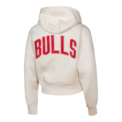 Girls Chicago Bulls Franchise Player Crop Hooded Sweatshirt in White - Back View
