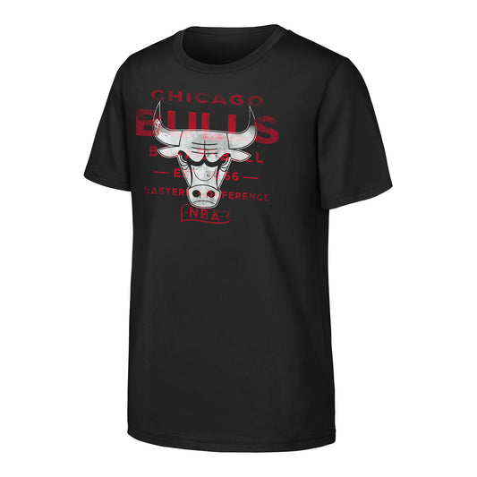 Youth Chicago Bulls Half Court T-Shirt in Black - Front View