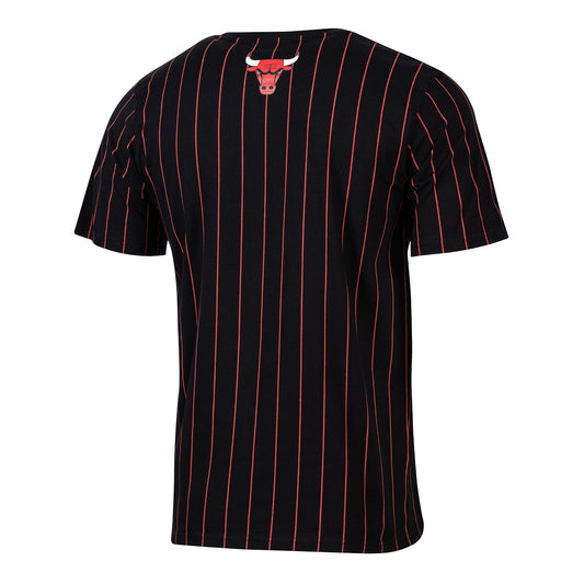 Youth Chicago Bulls Sport Design Sweden Pinstripe T-Shirt in Black - Front View