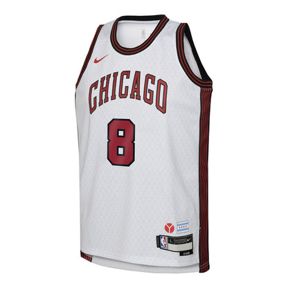Chicago Bulls Youth Zach LaVine Nike City 22 Swingman Jersey - white (front view)