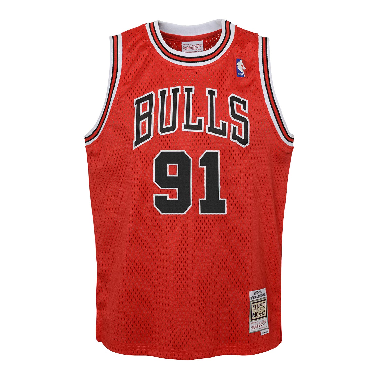 Youth Chicago Bulls Authentic Mitchell & Ness Dennis Rodman 1997-98 Jersey in red - front view