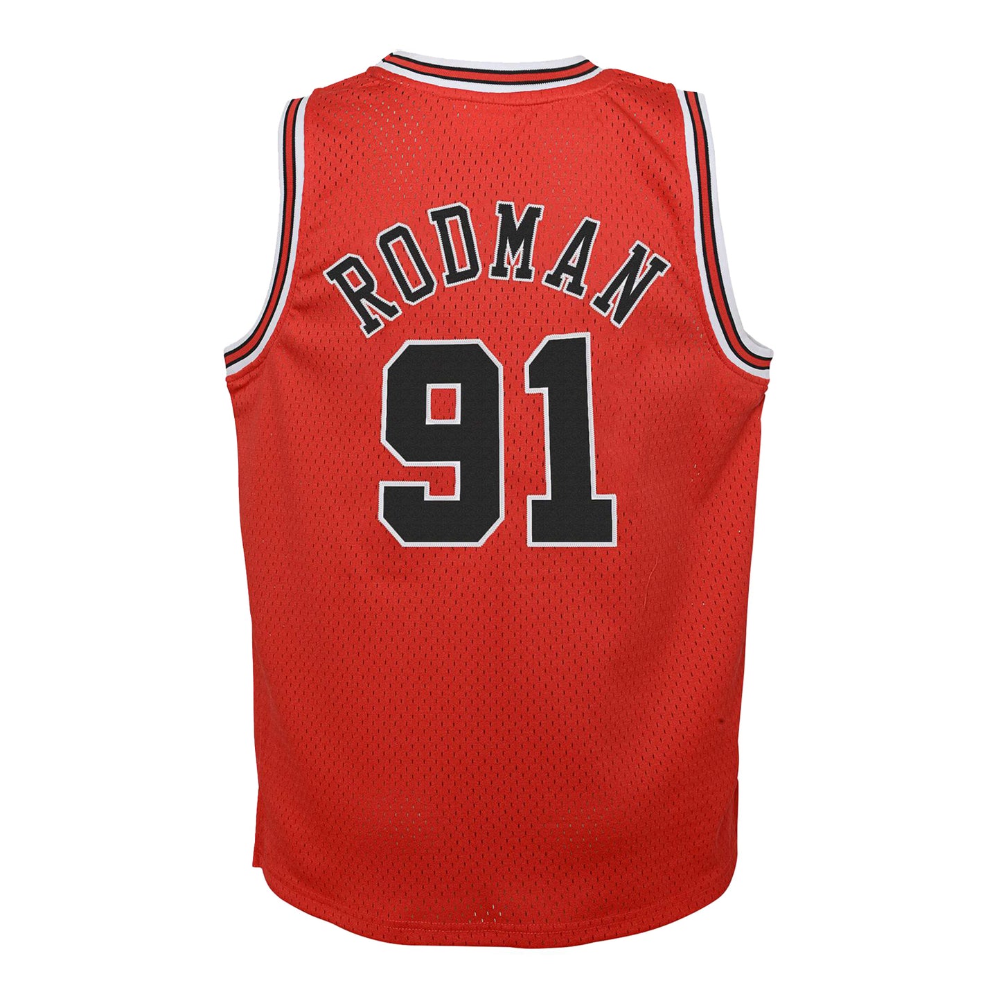 Youth Chicago Bulls Authentic Mitchell & Ness Dennis Rodman 1997-98 Jersey in red - back view