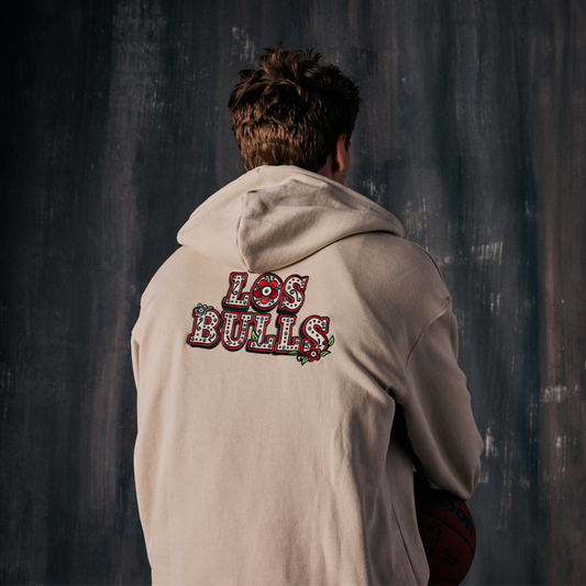 Model Wearing Chicago Bulls 1966 Los Bulls Hoodie