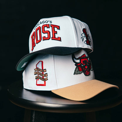 Chicago Bulls Mitchell & Ness Derrick Rose Tan Pro Crown Snapback underneath Chicago Bulls Mitchell & Ness Derrick Rose Pro Crown Snapback  - Front Right View