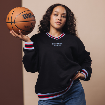 Ladies Chicago Bulls Wild Collective City Edition Jacquard V-Neck Sweater