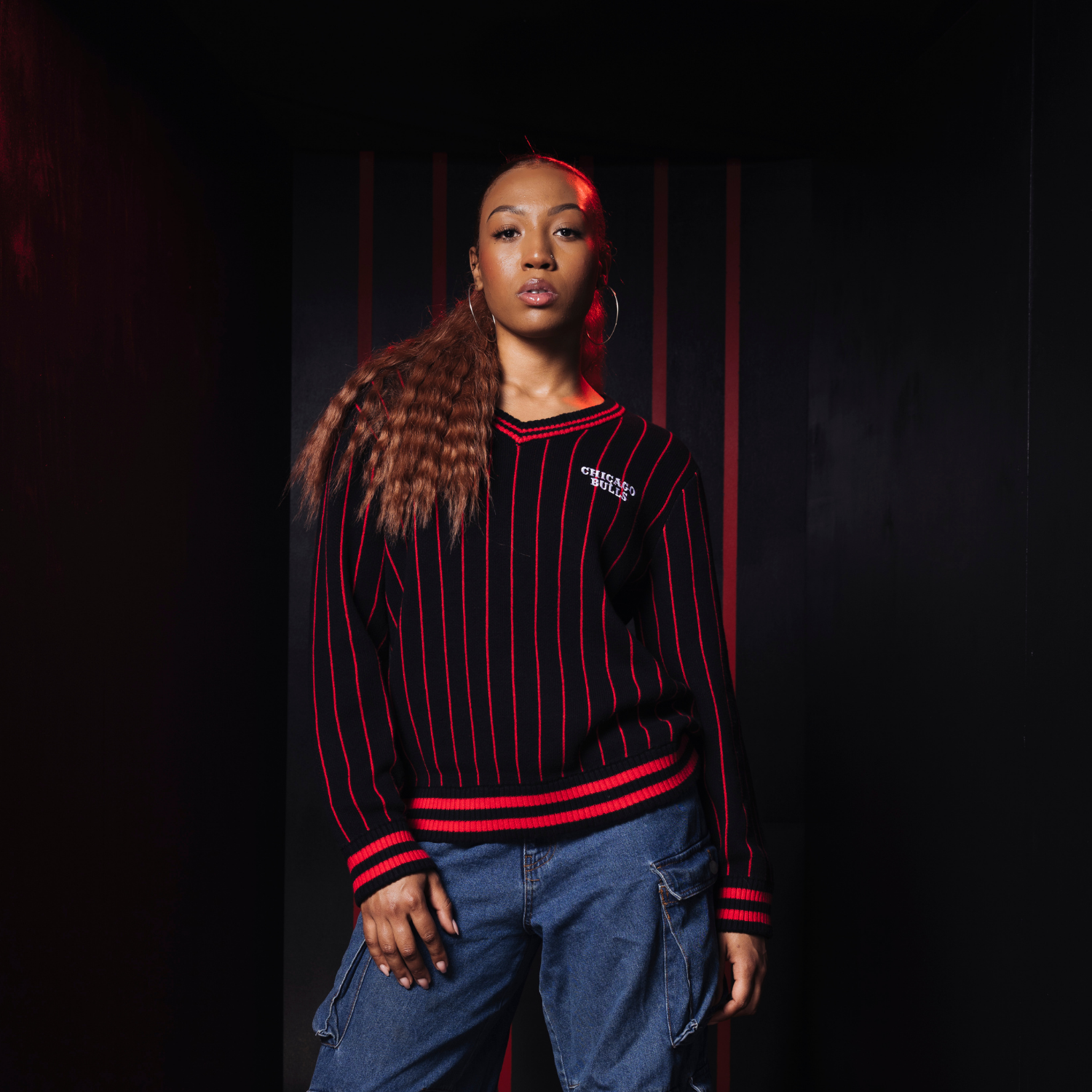 Ladies Chicago Bulls 1966 Wild Collective Statement V-Neck Crew